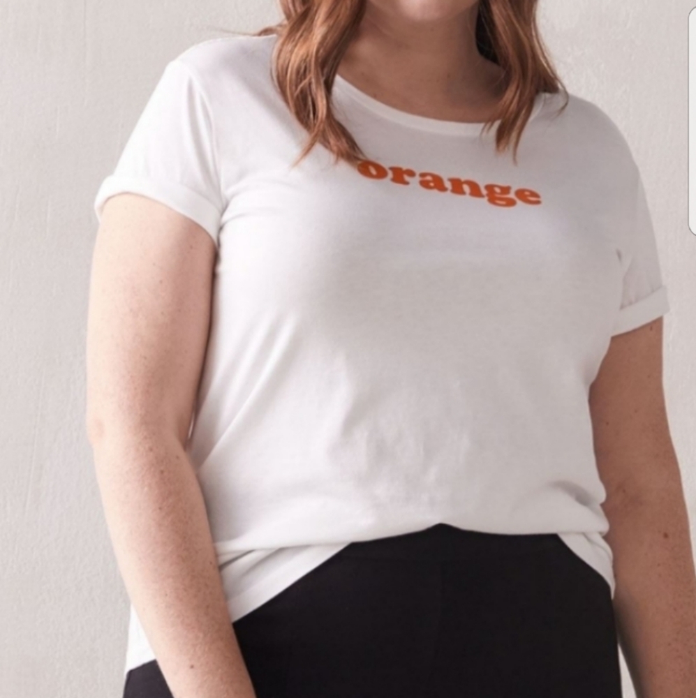 GRAPHIC T-SHIRT Orange Plus Size 0X NWT